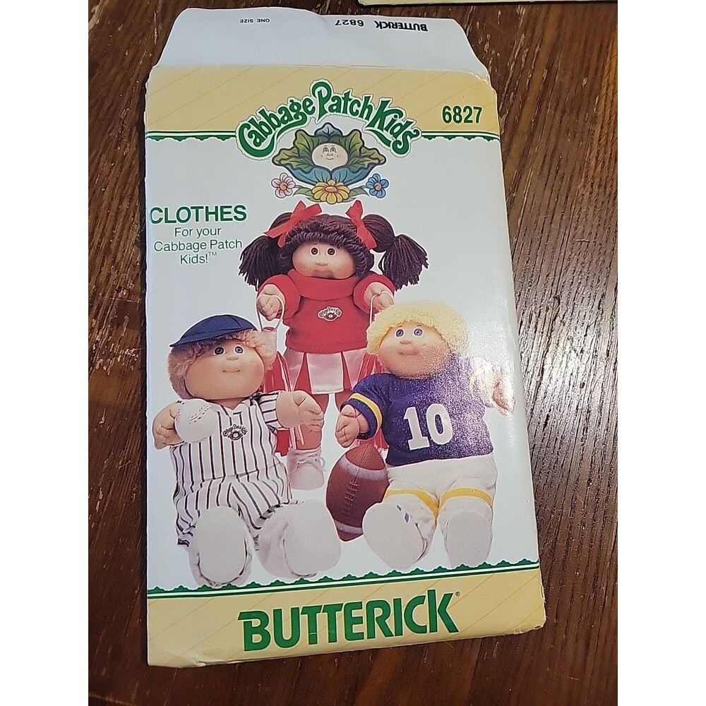 Vtg CABBAGE PATCH KIDS BUTTERICK DOLL CLOTHES PATTERN # 340 Cheerleader Football